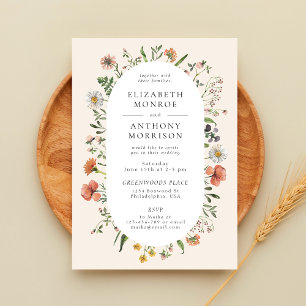 Invitation Mariage ovale de fleur sauvage de printemps à l'aq
