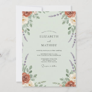 Invitation Mariage Paeonia Rouille Menthe