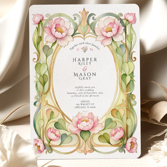 Invitation Mariage Paeonie Rose (Créateur téléchargé)