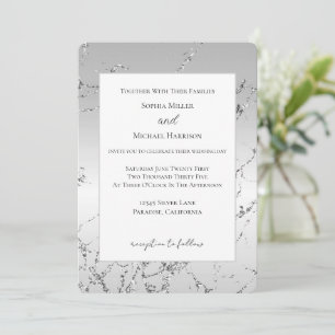 Invitation Mariage Pailleté Faux Argent Gris