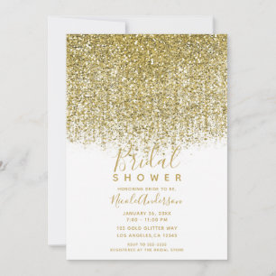 Invitation Mariage pailleté or et blanc étincelant