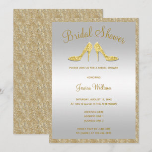 Invitation Mariage Pailleté Or et Talons Hauts Enterrement de