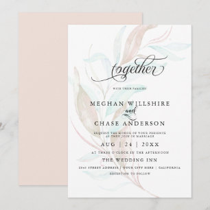 Invitation MARIAGE Pale Coral Turquoise Aquarelle Folio