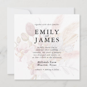 Invitation Mariage Pampas Boho Peach Peach Pampas Aquarelle m