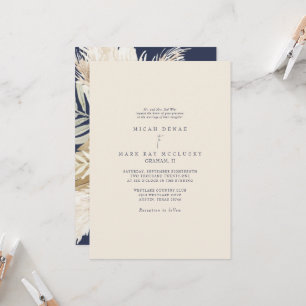 Invitation Mariage Pampas Navy et Beige Coloré