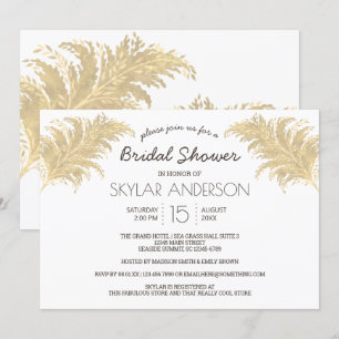 Invitation Mariage Pampas Tan Grass Sur Fête des mariées Blan