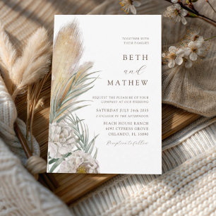 Invitation Mariage Pampas Typographie Brun Rustique