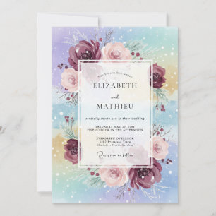 Invitation Mariage Paon Aquatique prune
