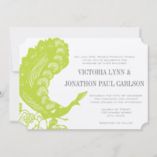 Invitation Mariage Paon Vert Pomme