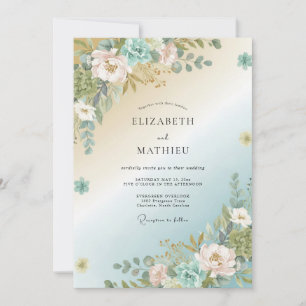 Invitation Mariage Paonée Aqua Gold