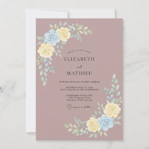 Invitation Mariage Paonée au Citron Mauve
