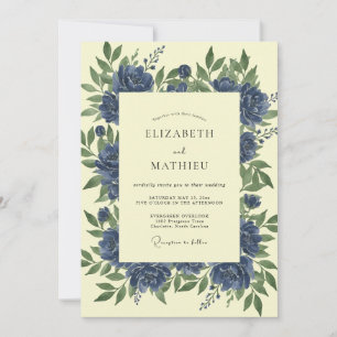 Invitation Mariage Paonée Beurre Indigo