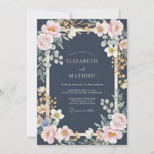 Invitation Mariage Paonée Or de Minuit