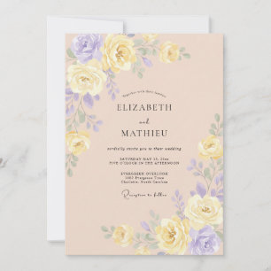 Invitation Mariage Papillon de Pivoine Lilas Douce