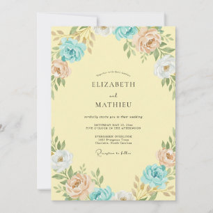 Invitation Mariage papillon d'eau Ranunculus Eucalyptus Beurr