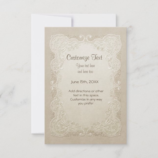 Invitation Mariage Papillon Dentelle Florale (Devant)