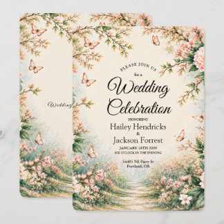 Invitation Mariage Papillon Fleur Sauvage Jardin Enchanté