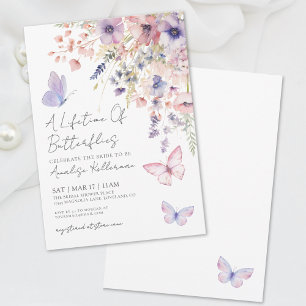 Invitation Mariage papillon floral rose violet