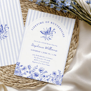 Invitation Mariage papillons durée de vie Bleu