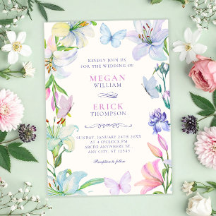 Invitation Mariage papillons floraux esthétiques