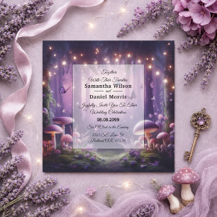 Invitation Mariage Papillons Violets et Cieux Étoilés