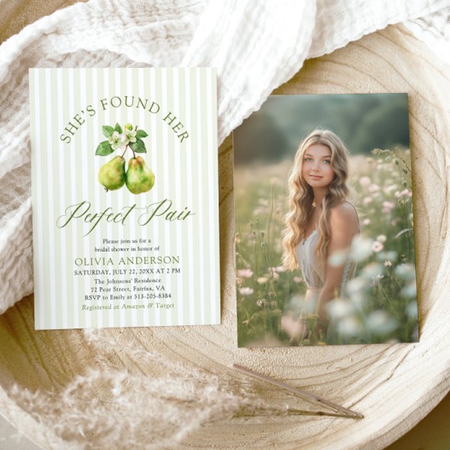 Invitation Mariage Parfait Rayures Vertes Modernes Cadeau de  (Modern Green Gingham Perfect Pear Bridal Shower Invitation)