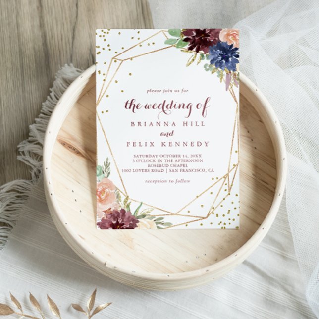 Invitation Mariage Parties scintillant de calligraphie géomét (Créateur téléchargé)