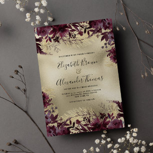 Invitation Mariage parties scintillant fleurie de luxe bordea