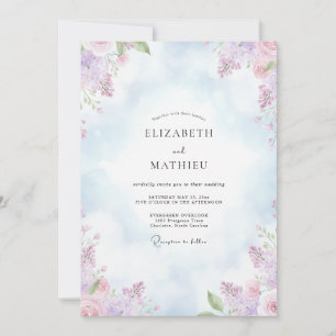 Invitation Mariage Pastel Améthyste Pivoine