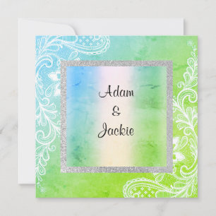 Invitation Mariage pastel dentelle nouveau mariage VERT BLEU
