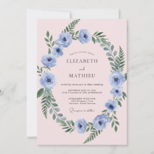 Invitation Mariage Pastel Éthéré au Bleuet