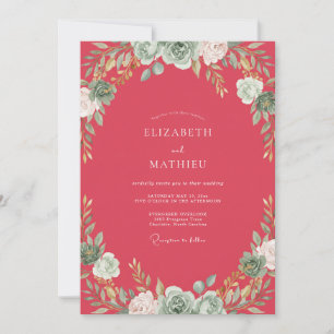 Invitation Mariage Pastèque Sauge Feuillage Eucalyptus