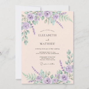 Invitation Mariage pastoral aérien lavande