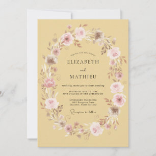 Invitation Mariage pastoral délicat ocre