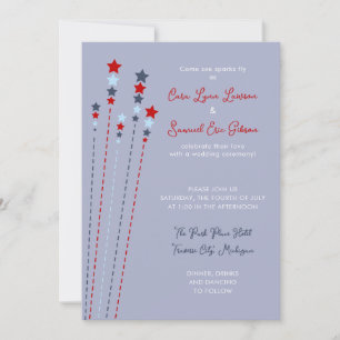 Invitation Mariage patriotique du 4 juillet Sparks Fly