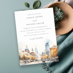 Invitation Mariage Paysage Aquarelle à Indianapolis, Indiana