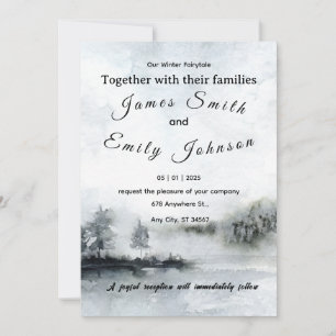 Invitation Mariage Paysage Aquarelle Conte de Fées Hivernal