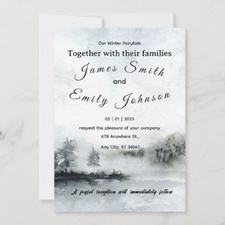 Invitation Mariage Paysage Aquarelle Conte de Fées Hivernal