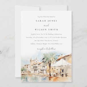 Invitation Mariage Paysage Aquarelle Majorque Espagne
