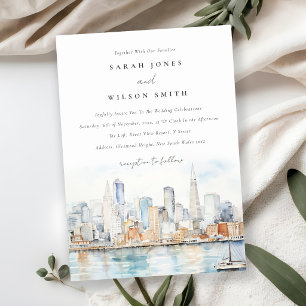 Invitation Mariage Paysage Aquarelle San Francisco