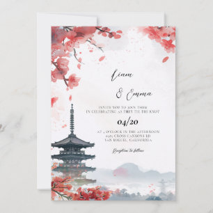 Invitation Mariage Paysage Traditionnel Japonais Kyoto