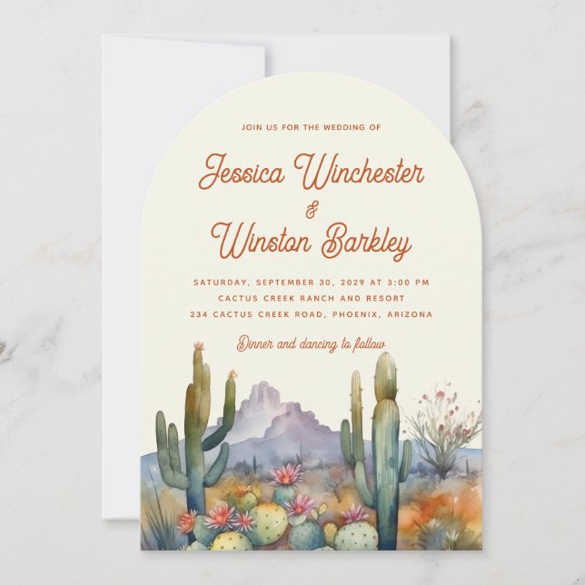 Invitation Mariage paysager du désert de Terracotta moderne C (Devant)