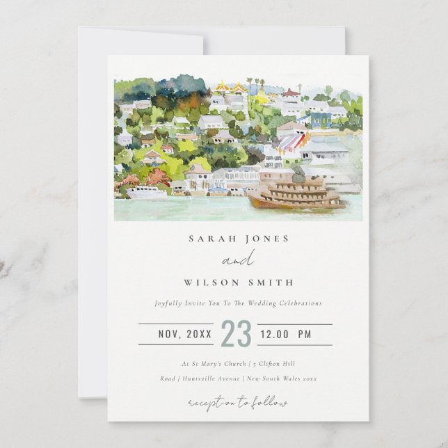 Invitation Mariage paysager Elegant River Cruise Country (Devant)