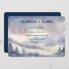 Invitation Mariage paysager moderne Watercolor Mountain