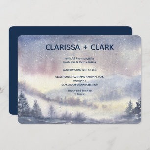 Invitation Mariage paysager moderne Watercolor Mountain