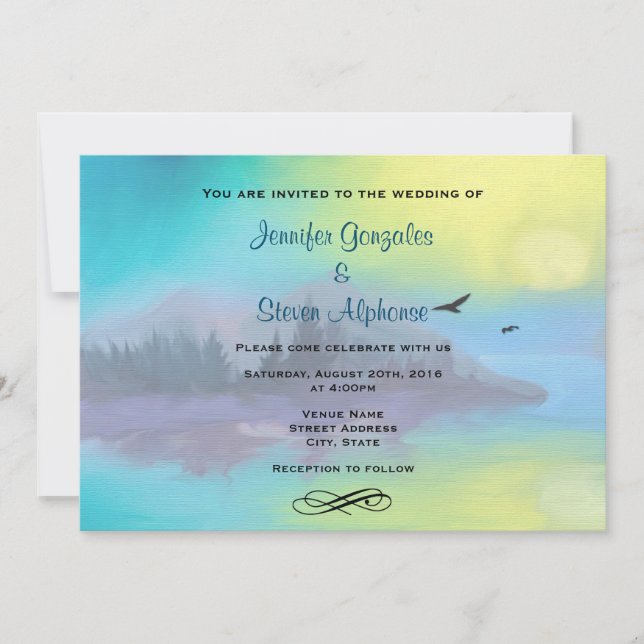 Invitation Mariage paysager pittoresque Mountain Lake (Devant)