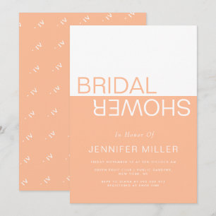 Invitation Mariage peach couleur bloc bridal shower