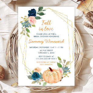 Invitation Mariage Peach et citrouilles bleu marine Shower