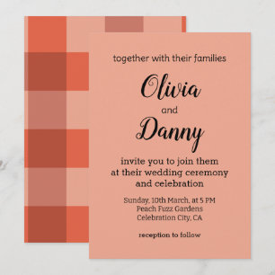 Invitation Mariage Peach Fuzz Orange Damier Peach Fuzz