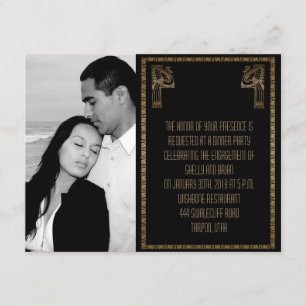 Invitation Mariage Peacock Art Déco noir et or